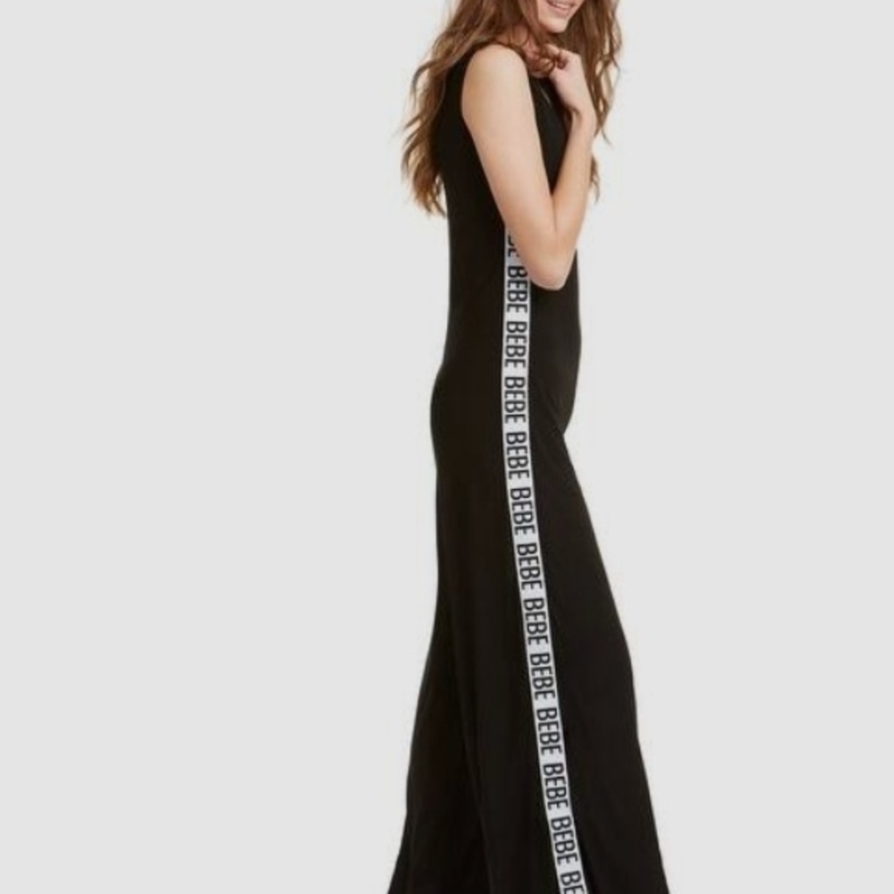 Bebe Black and White Logo Jumpsuit for any Event